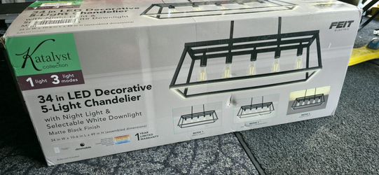 Katalyst 60-Watt 5-Light Matte Black Modern Adjustable Chandelier Light