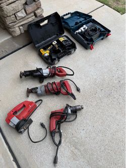 Milwaukee, DeWalt and Bosch tools.
