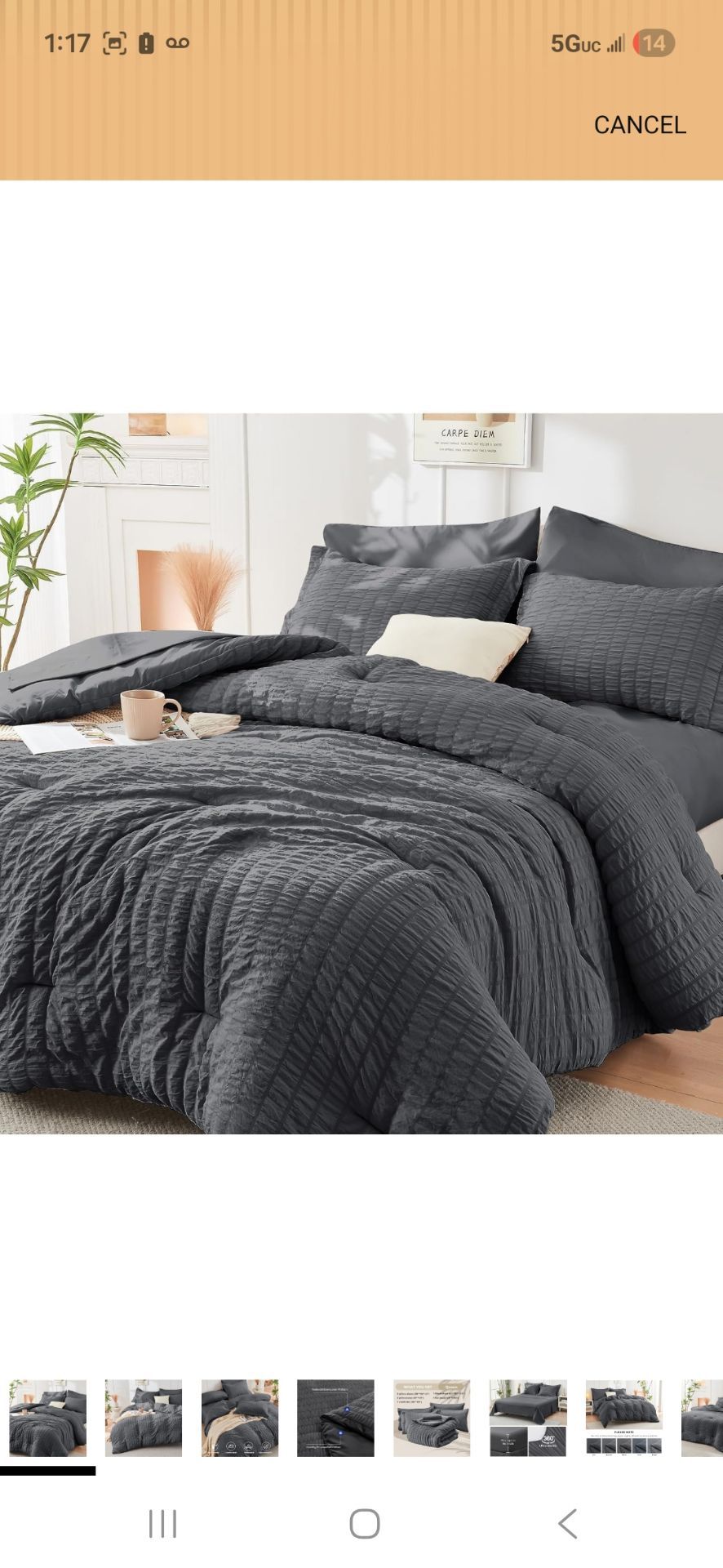 HYMOKEGE Queen Comforter Set Seersucker 7 Pieces, All Season Luxury Bed ...