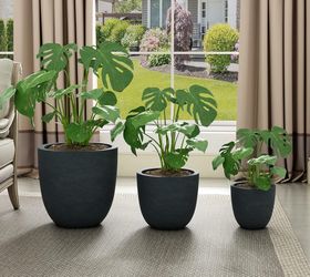 Set Of 3 New Other Kante 18",14",10" Dia Concrete Round Planters, Dark Gray