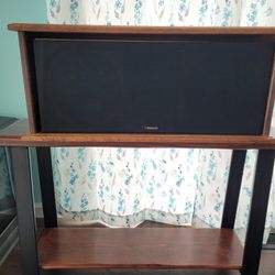 (Local Pickup) Stand With Center Speaker In Custom Oak Case