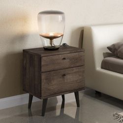 *BRAND NEW* Indoor Bedside Table With 2 drawers, Antique Brown
