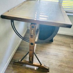 Vintage Wood and Metal Drafting Table