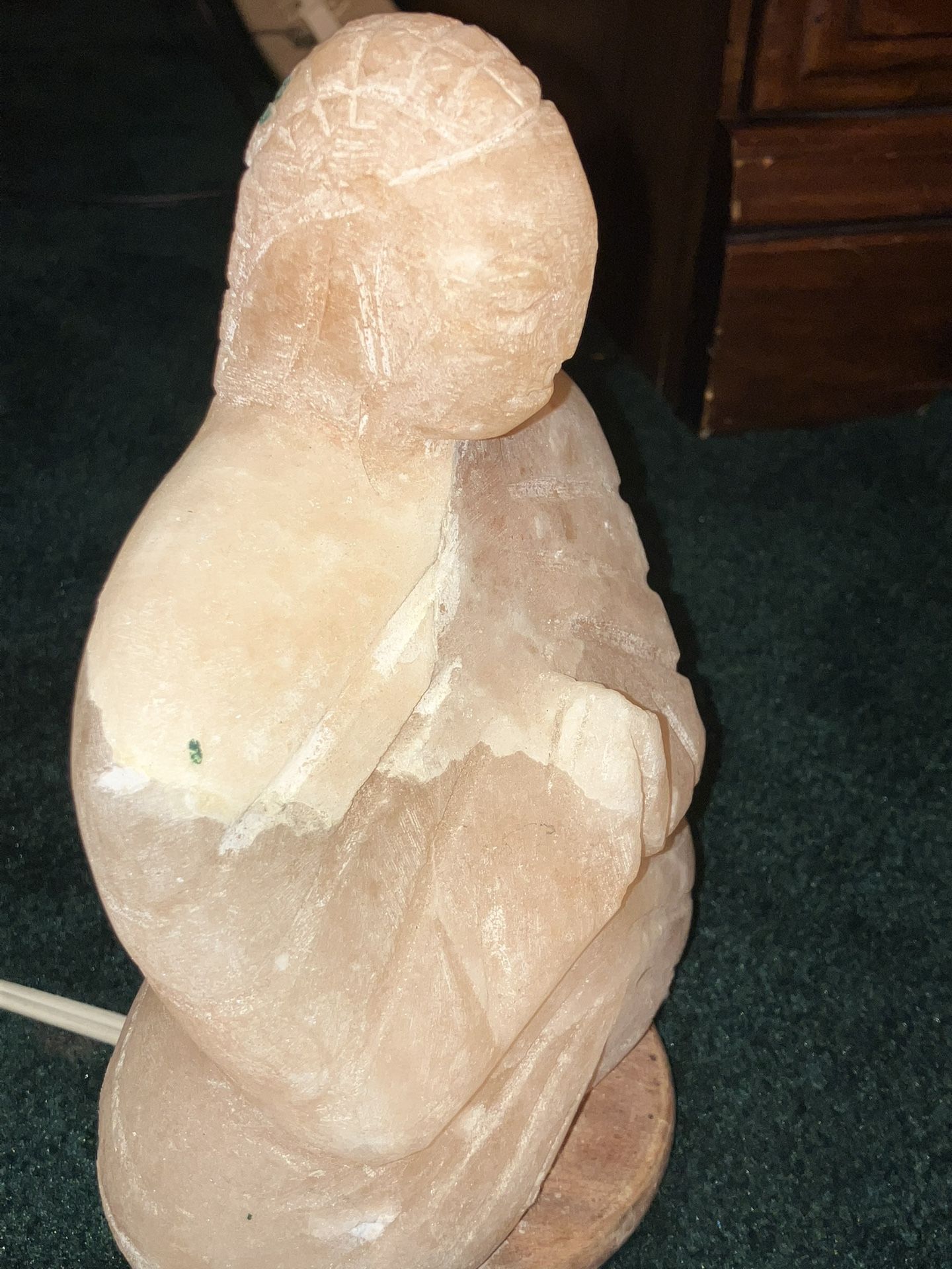 Salt Lamp Carved 8 Inch Tall Praying Figure