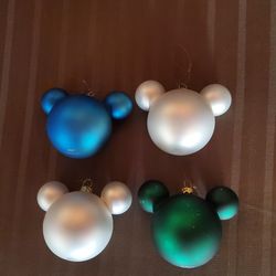 Vintage Mickey Mouse Glass Icon Ornaments 