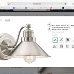 Kira Home Welton 8.5" Modern Industrial Wall Sconce, Brushed Nickel Finish