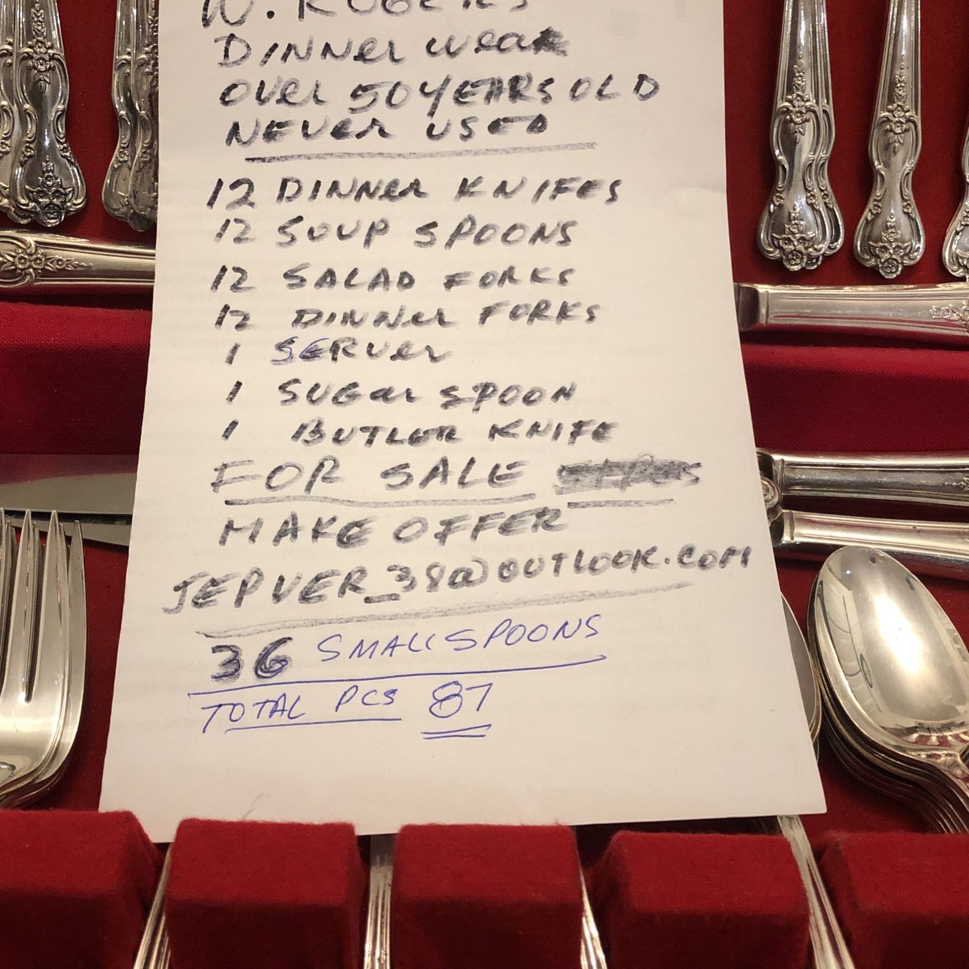 W Rogers  Silver Plate Never Used  87 Pcs Tyler