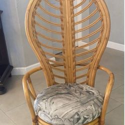 MidCentury Bent Rattan Leaf Arm Chair