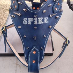 Dog Harness Leather  With Spikes Custom  All Sizes  ( Pecheras Para Perros Con Pikos Todas Las Medidas)