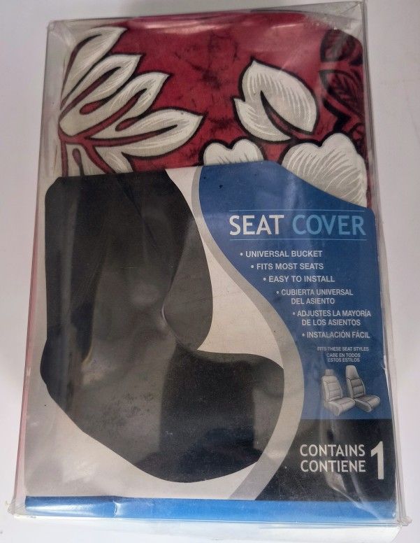 Hawaiian Theme Red & White Luau Universal Bucket Seat Cover