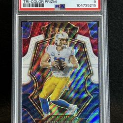 2022 Select ⚡️ Justin Herbert ⚡️ Tri-Color Prizm 188/199 PSA 9 Mint 💎 - Los Angeles Chargers