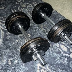 Barbell 35 Pound Adjustable Cast Iron Dumbbell Set