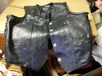 Old motorcycle vest by Love Leathers