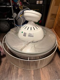 Crystal bladeless ceiling fan with light, & S carpet