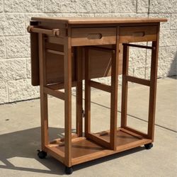 Rolling Kitchen Cart Storage Fold Out Table 