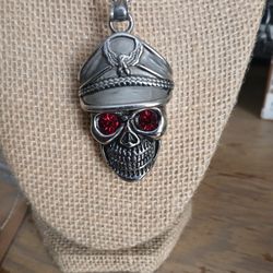 Biker Skull Pendant Necklace 