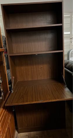 Bookcase with pull down desk