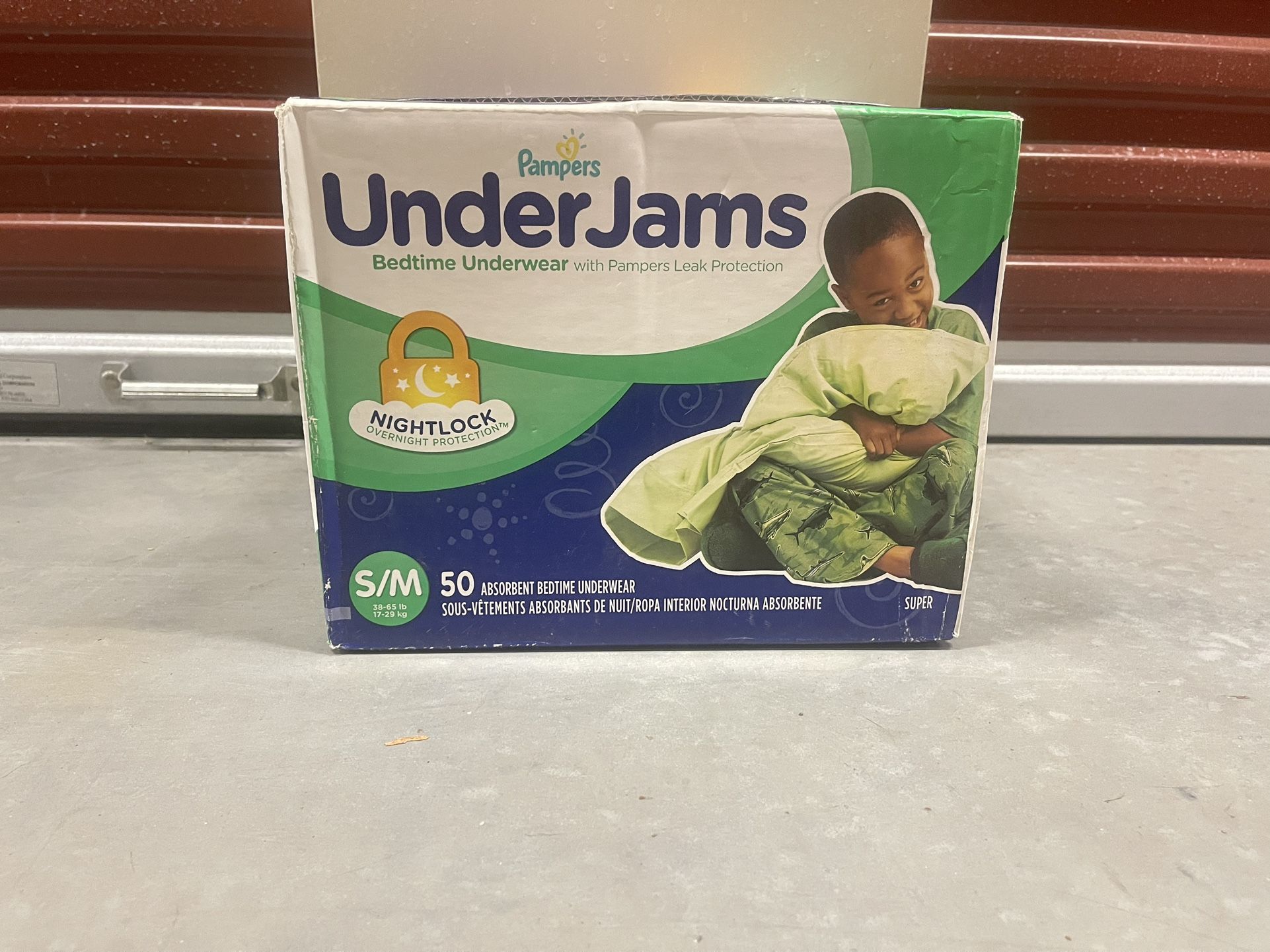 New Box Of Pampers Underjams S/M 38-65 lbs 50 Count For Nighttime Bedwetting