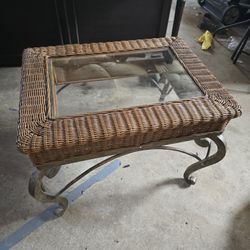 Glass & Wicker Outboor Table