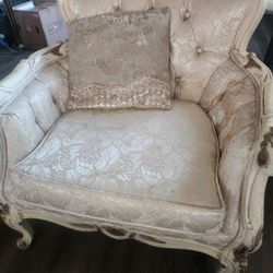Vintage Victorian White Couch Set 