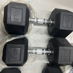 BRAND NEW - Set of 2 - 40lb BalanceFrom Rubber Hex Non-Slip Grip Dumbbells
