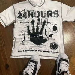 24 Hours shirt  white and black medium 