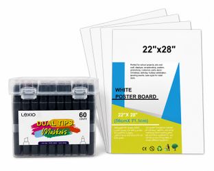 20 WHITE POSTER BOARDS AND 60 COLOR MARKERS