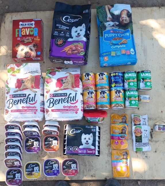 Variety Of Wet And Dry Dog Food