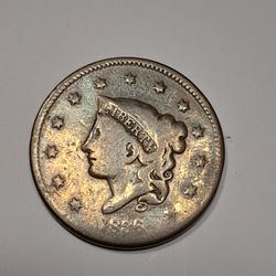 1836 - U.S  Coronet Large Copper Cent 