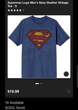 Superman Logo Men's Navy Heather Vintage Tee