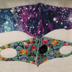 Two Face Mask Butterfly And Night Sky Themed 