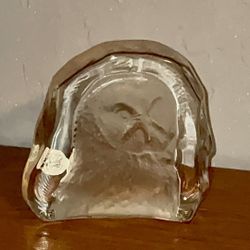 Antique Etched Crystal Owl 