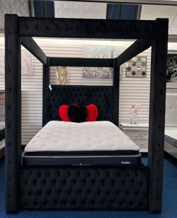 NEW QUEEN CANOPY BED WITH PROMO MATTRESS AND FREE DELIVERY