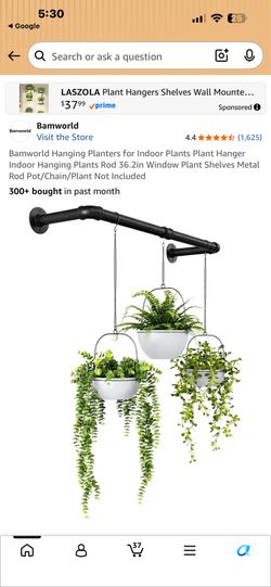 Bamworld Hanging Planters for Indoor Plants Plant Hanger Indoor Hanging Plants Rod 36.2in Window Plant Shelves Metal Rod Pot/Chain/Plant Not Included