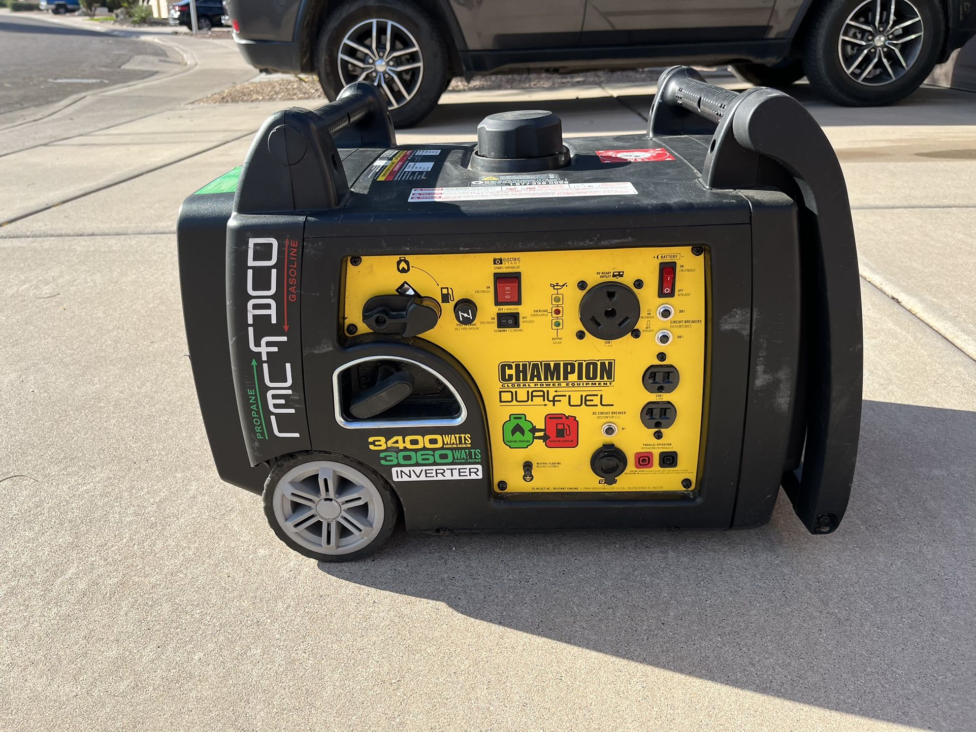 Champion 3400-Watt Dual Fuel RV Ready Portable Inverter Generator with Electric Start
