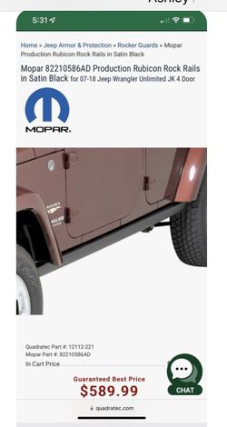 Mopar Rubicon Rock Rails Satin Black Brand New