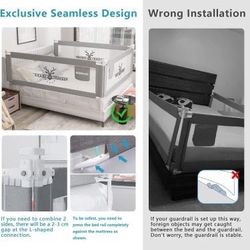 🔥Brand new In Box (Set of 3)🔥Bed Rails for Toddlers -New Upgraded Extra Long Bed Guardrail for Kids Great Fit for Twin, Double, Full-Size Queen & Ki