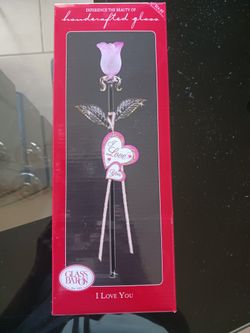 Glass Baron Red Rose Of Love Hand Painted With 22K Gold Accent I Love You