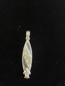 Hawaiian Sterling Silver Surfboard Pendant
