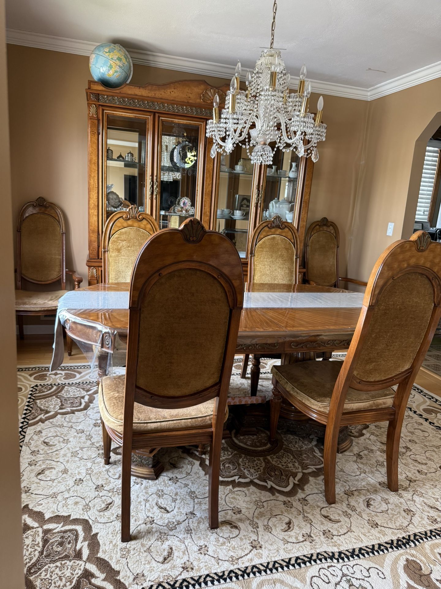 Antique China Cabinet With Dining Table And 6 Chairs