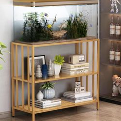 Fish Tank Stand Gold Metal Shelves 55 Gallon Aquarium Heavy Duty  Turtle Mice Terrarium Reptile