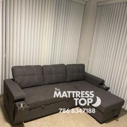 Sleeper Sofa Bed Grey With Storage ( Only 39 Down)