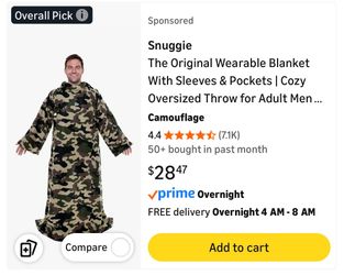 Adult Snuggie wearable blanket, sleeves, pockets, oversized. Like New