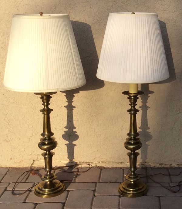 Two Matching Brass Mid Century Stiffel Table Lamps With Lamp Shades For In San Jose Ca Offerup