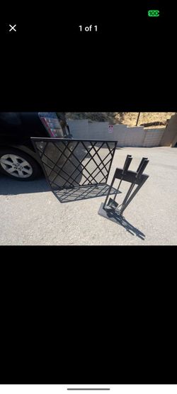 Fireplace tool set with screen