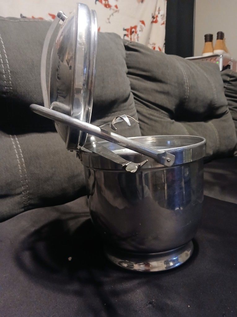 Vintage Nasco Italy Hammered Ice Bucket w/ Tongs