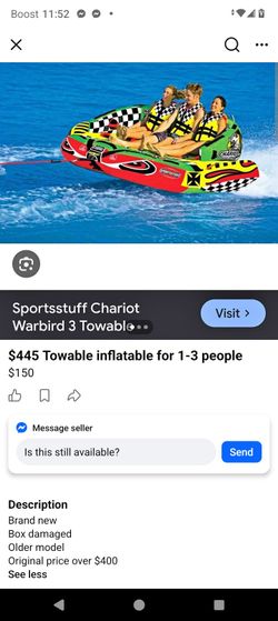 $445 towable inflatable for 3 people