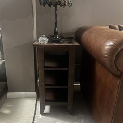 Wooden Side Table With Shelves 