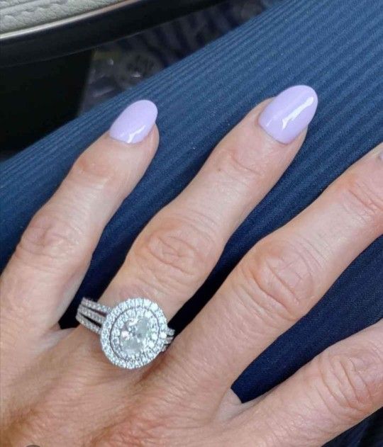 Stunning Double Halo Oval Diamond Wedding Ring