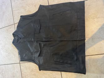 Defy Leather black genuine leather motorcycle vest